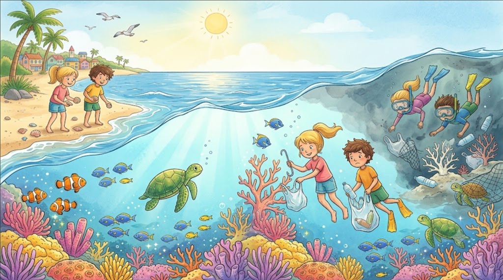 Emma and Noah Save the Coral Reef